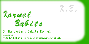 kornel babits business card