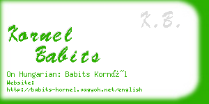 kornel babits business card